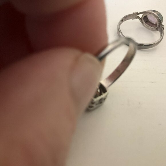 3 amethyst and purple stones and 925 sterling silver rings - Picture 6 of 7